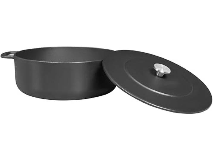 Combekk Gusseisen Topf, Dutch Oven, Frei von BPA und PFAS, 100% Recycelt, 28cm 6.8L, Für alle Herdarten, Schwarz