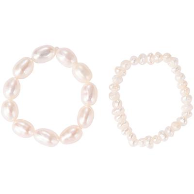 Ring-Set FIRETTI "Multipack Schmuck Geschenk Damenring Zugband Süßwasserzuchtperle", weiß, Fingerringe, Damen, 4 g, Perlen, Made in Germany - mit Süßwasserzuchtperle