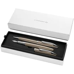 Pelikan, Schreibstifte, Tintenroller Füllhalter & Kugelschreiber Jazz Noble Elegance im Set, Taupe (2x)