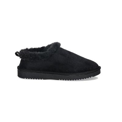 Hausschuh O'NEILL "TAMMY WOMEN SLIP-ON", Damen, Gr. 40, schwarz (triple schwarz), Synthetik, Schuhe Hausschuh, Homeslippers, Pantoffel, Clog mit Fell