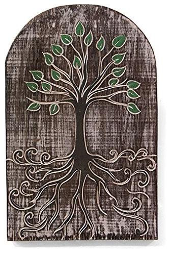 Merkloze Houten Plaquette met Tree of Life voor Thuis of Tuin