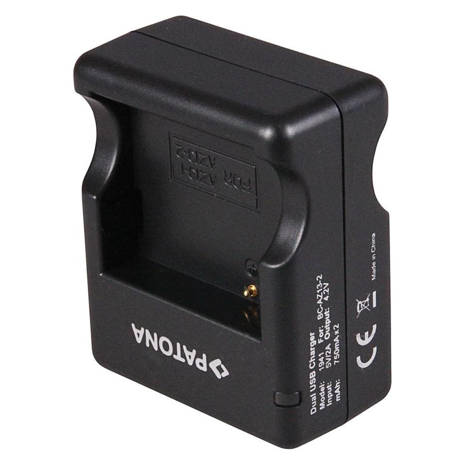 Patona Dual Schnell-Ladegerät f. Xiaomi Yi AZ13-2 AZ13-1 inkl. Micro-USB Kabel (Kamera Akku Ladegerät) (33392687)