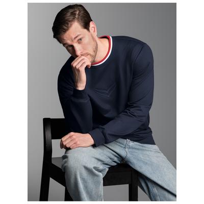 Sweater TRIGEMA "TRIGEMA Sweatshirt mit 3D-Logo-Prägung", Herren, Gr. XXL, blau (navy), Sweatware, 70% Baumwolle, 30% Polyester, Basic, Rundhals, Sweatshirts Sweater