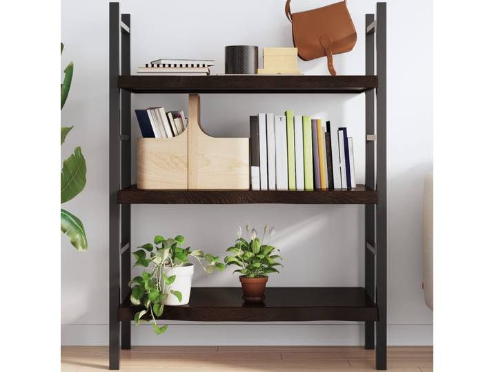vidaXL Wandregal Dunkelbraun 100x60x(2-6)cm Massivholz Eiche Behandelt