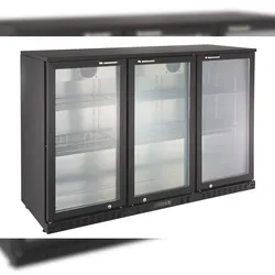 GastroHero Barkühlschrank ECO 350 schwarz 338 Liter Getränkekühlschrank 3 Glastüren LED unterbaufähig Umluft