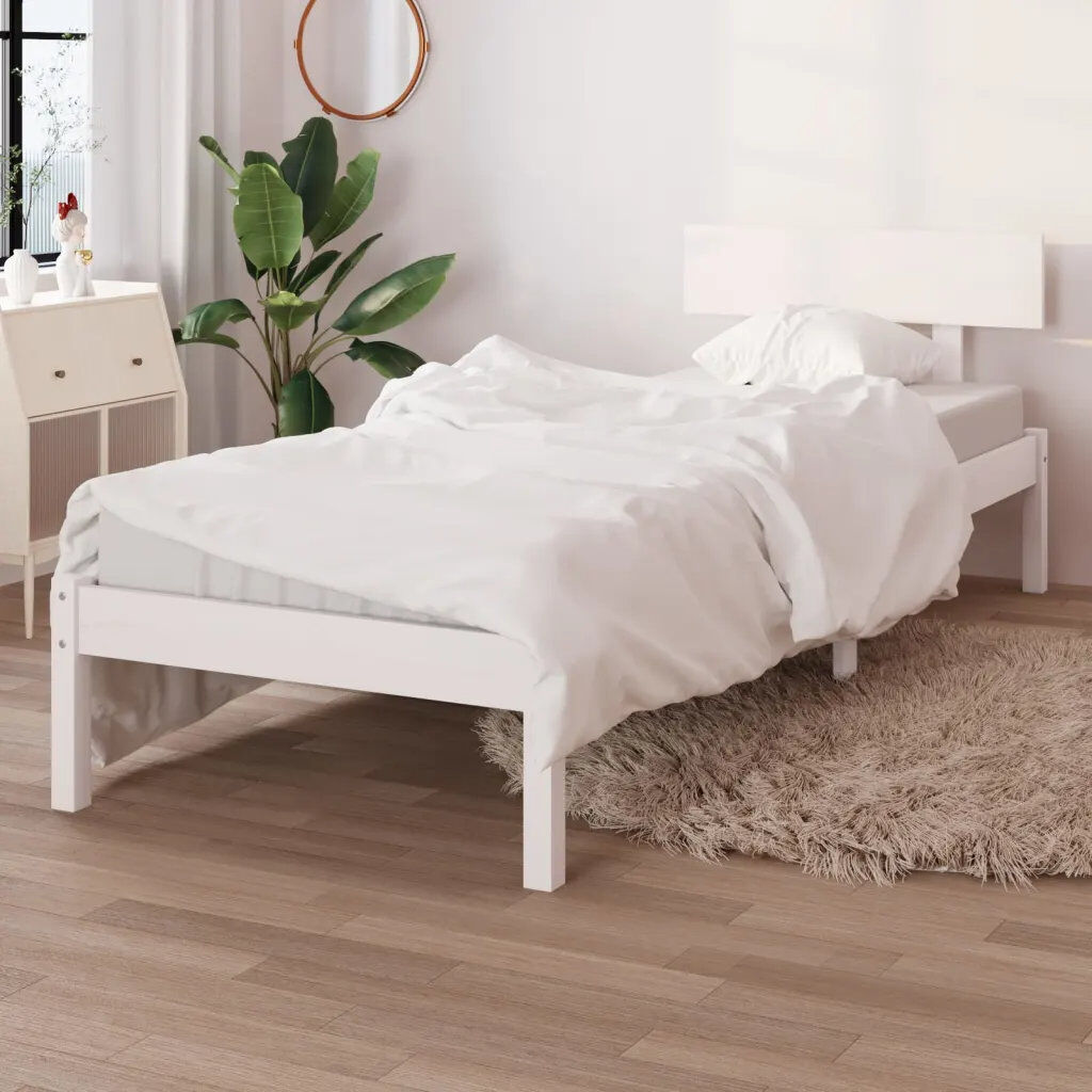 Ebern Designs Garric Solid Wood Bed white 90 x 200cm
