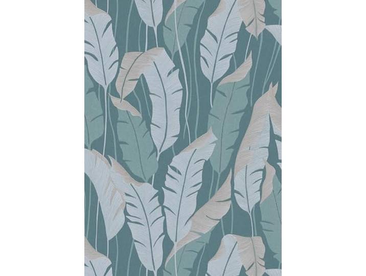 Vliestapete Tropisch Blätter Dschungel Türkis Beige Metallic 10344-19