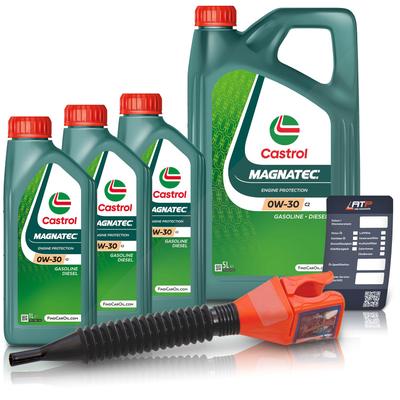 Castrol 8 L Magnatec 0W-30 C2 + Ölwechsel-Anhänger + Einfülltrichter [Hersteller-Nr. 15F6BF]