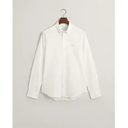 Gant für Herren. 3000302 Slim Fit Pinpoint Oxford Hemd weiß (L), Lässig, Baumwolle, Klassisch, Langarm