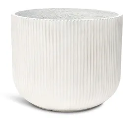 Linea Betontopf mit geriffelter Oberfläche Ø 54 cm, Höhe 43 cm weiß