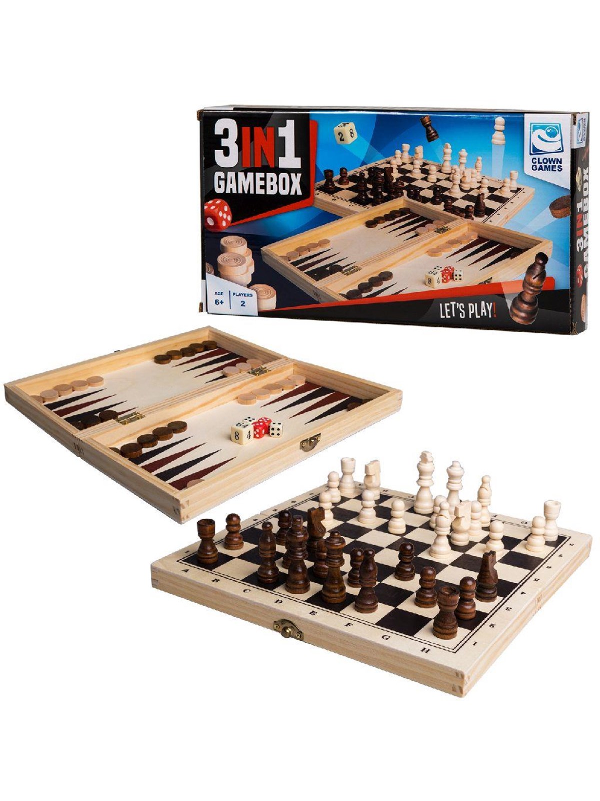 Clown Games - 3In1 Game Box Wood