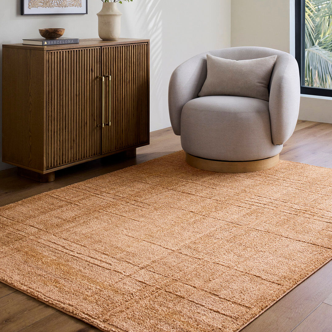 17 Stories Rectangle Geometric Washable Area Rug Tan Rectangle 200 x 275cm
