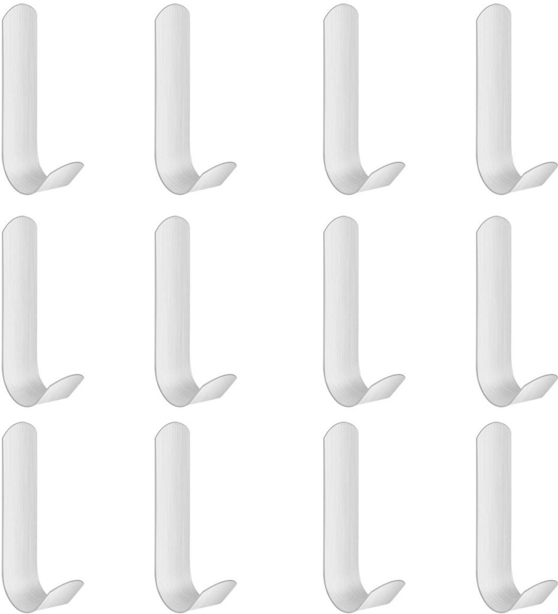 12 stuks GELLDG RVS Zelfklevende Wandhaken - Wit
