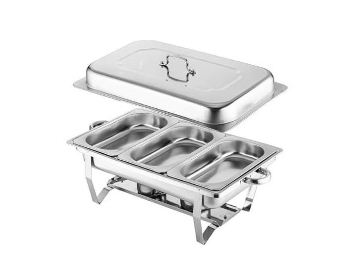 2er-Pack Chafing Dish Komplettset aus Edelstahl chafing dish Catering-Chafer mit Deckel, Pfannen und Brennstoffhalter, Buffet-Speisewärmer