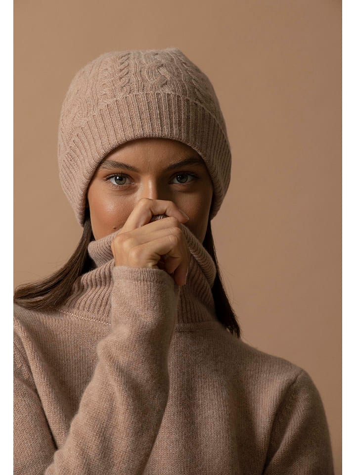 Perfect Cashmere Kaschmir-Mütze "Popi" in Beige - onesize