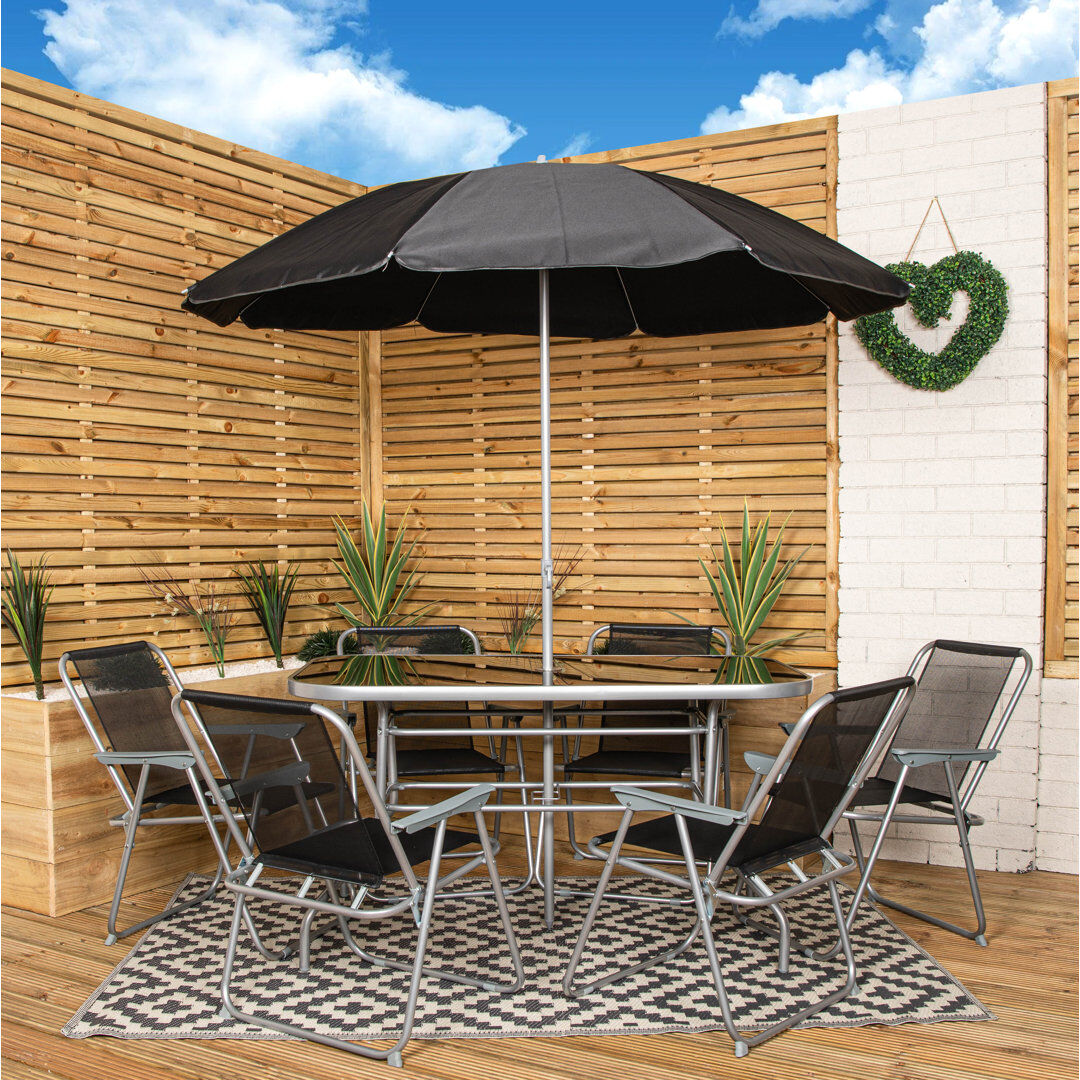Samuel Alexander  Rectangular 8 - Piece 6 - Person Outdoor Dining Set Black 6