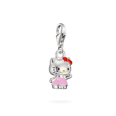 Charm-Einhänger THOMAS SABO "THOMAS SABO  Hello Kitty Charm klassisch pink - Original", pink (silberfarben, schwarz, rot, gelb, pink), Charms, Damen, Metall, Emaille