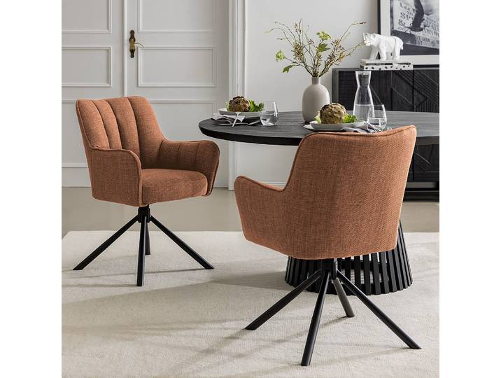 Chaise à accoudoirs pivotante Guadabli 60 x 86 x 64cm Marron/Marron rouille