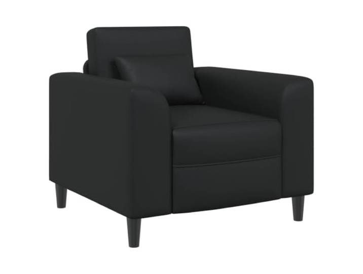 Sessel Schwarz Kunstleder mit Armlehnen Breite geschwungene Armlehnen, Schaumstofffüllung, Sperrholzrahmen, Schlafzimmer, Wohnzimmer, moderne Einrichtung