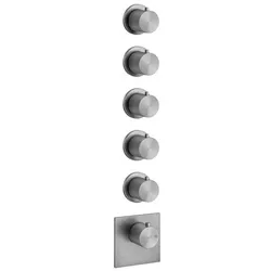 Gessi316 Fertigmontage-Set Unterputz-Thermostat, vertikalen Montage, 5 separate Wege, einzelne Rosetten, 54510299, Farbe: Schwarz XL