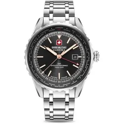 SWISS MILITARY HANOWA - AFTERBURN GMT - Metallarmband - silver - black dial