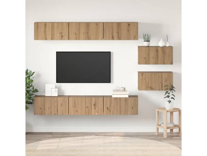HEFZGDB Wandmontierter Aufbewahrungsschrank aus Holzwerkstoff mit 8 Teilen, moderner Stil und praktische Funktionen für jeden Raum, rechteckige Form mit mattem Finish, stabile Tür