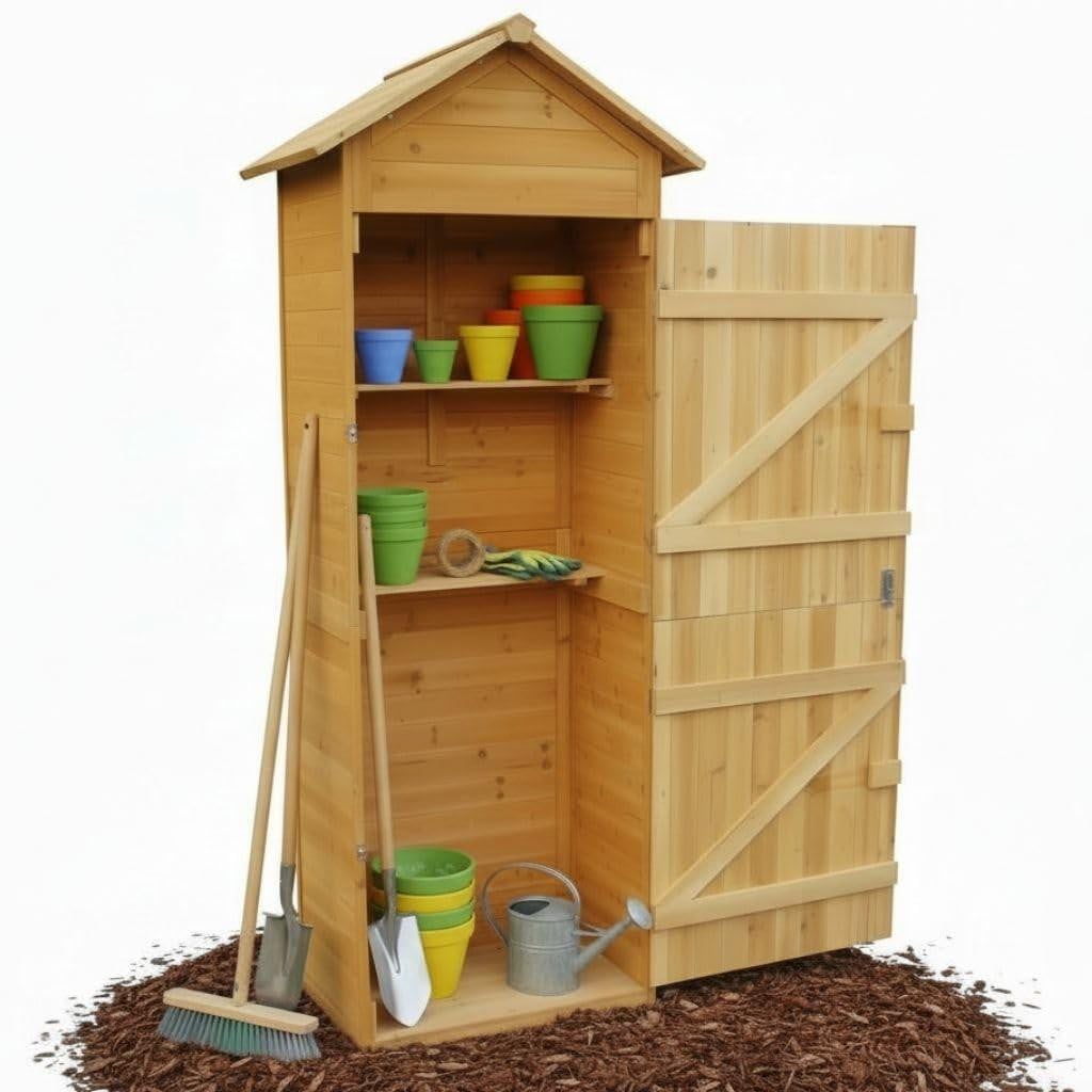 Merkloos Houten tuinhuis met zadeldak