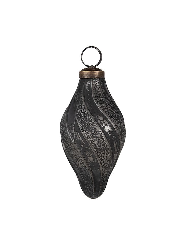 Clayre & Eef 2er-Set: Christbaumkugeln in Schwarz/ Silber - (H)11 x Ø 6 cm - onesize