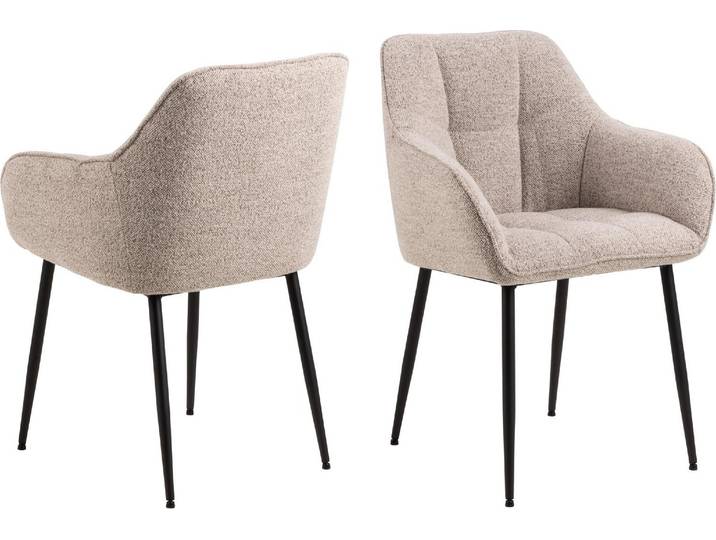 Brenda chaise de salle à manger avec accoudoirs beige.