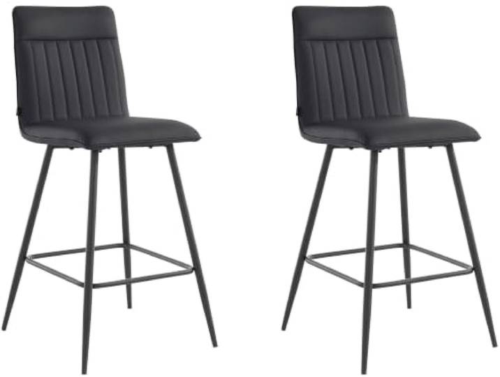 Zeta Gepolsterte Barhocker 2er Set in PU Schwarz