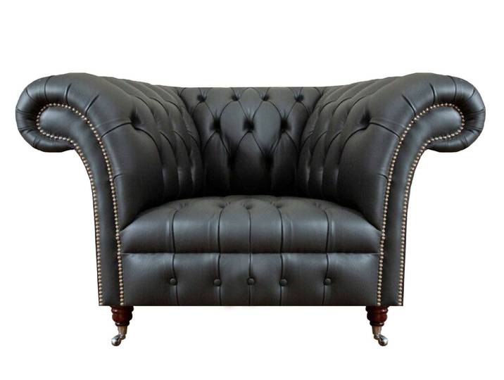 JVmoebel Chesterfield-Sessel Grauer Ledersessel im Chesterfield-Design für elegantes Wohnen (Sessel), Made in Europa