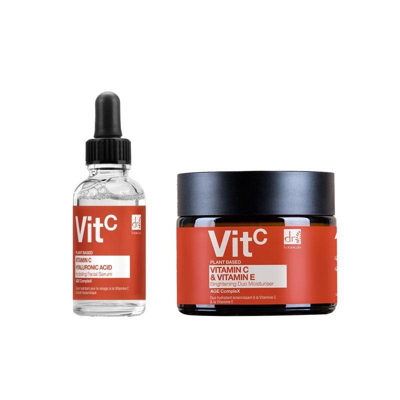 Vitamine C & Hyaluronzuur Anti-Aging Gezichtsserum 30ml + Vitamine C & Vitamine E Verhelderend Anti-Aging Duo Hydratant 60ml