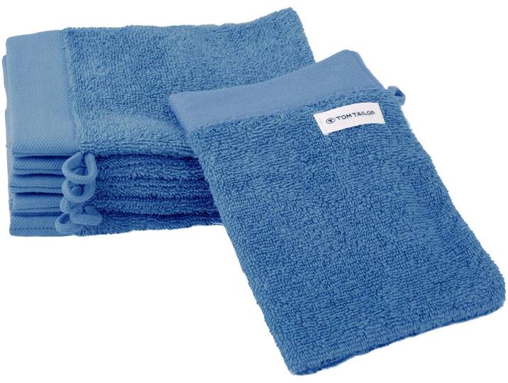Waschhandschuh TOM TAILOR HOME Waschhandschuh COLOR BATH , blau (cool blau), B:16cm L:21cm, Frottier, Frottier, Handtücher, Waschhandschuh