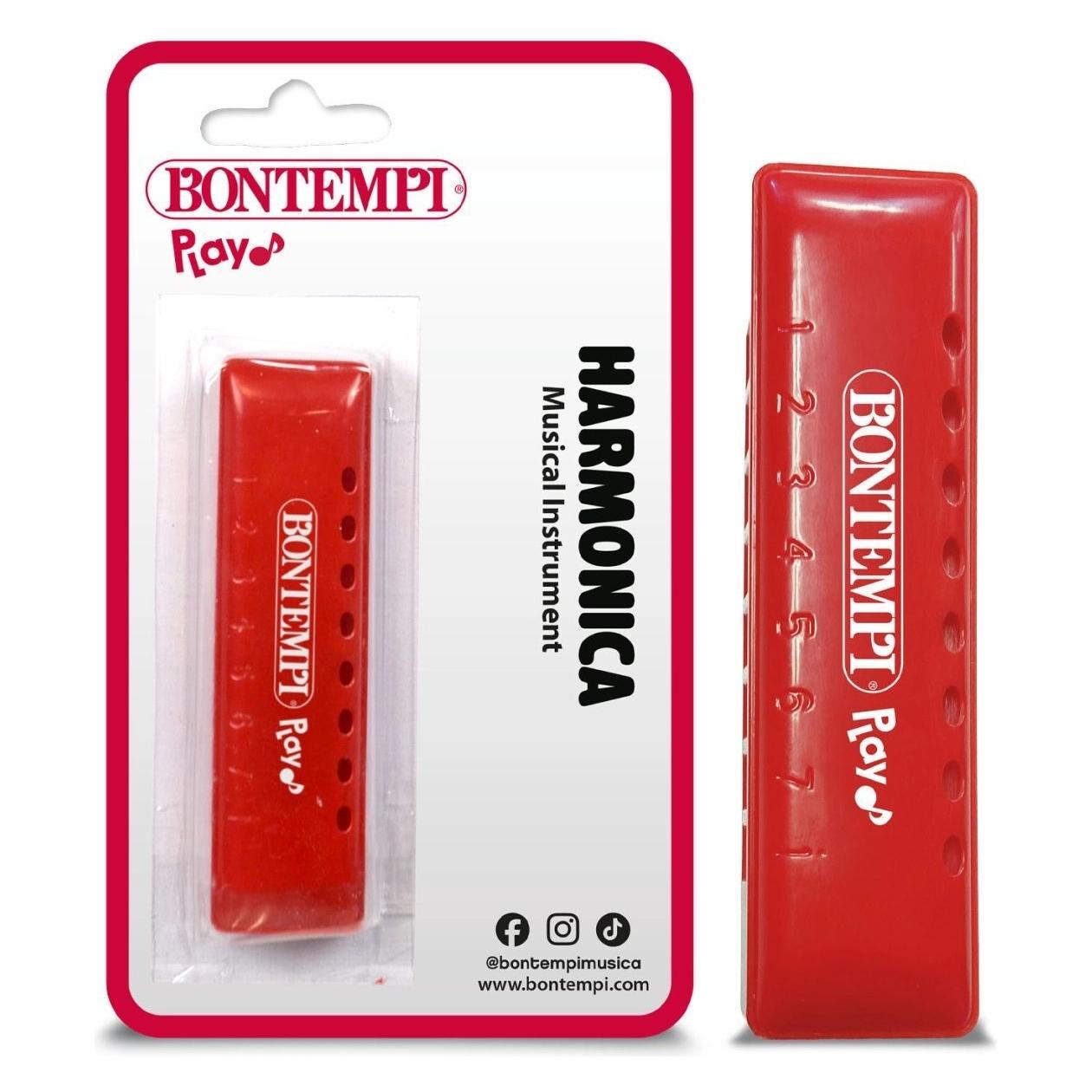 Bontempi Mundharmonika mit 12 Noten rot 11,6cm Kunststoff (72334724)