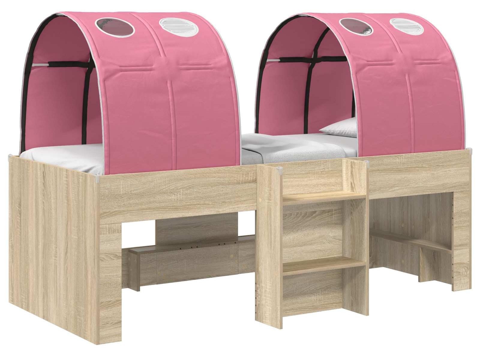 vidaXL Kinderbed met hemelbed, Sonoma eikenhout en roze kleur