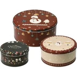 Keksdosen SNOWMAN 3er Set - Plätzchendosen Gebäckdose Blechdose Weihnachten rund 20x9cm