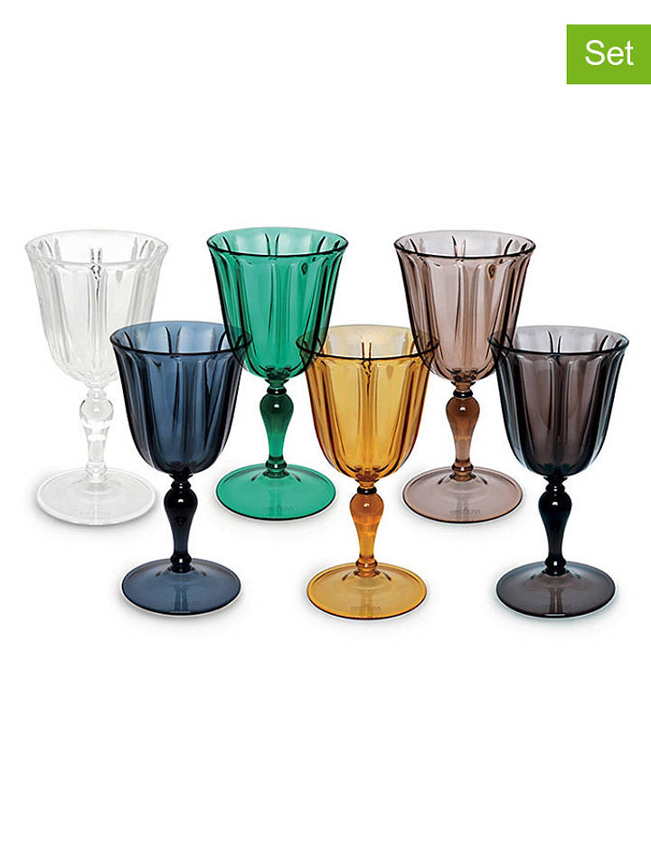 Trendy Kitchen by EXCÉLSA 6er-Set: Weingläser "Country Chic" in Bunt - 250 ml - onesize