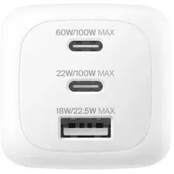 Belkin BoostCharge 3-Port-GaN-Ladegerät (100 W) + Reiseadapter-Set