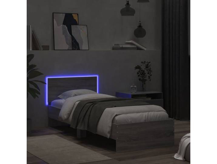 MGH@ Cadre de lit - Contemporain - Lit dormir - sans matelas avec lumières LED - 90x200 cm fr4072