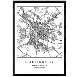 POSTER Bukarest Stadtkarte – Nordisch A3 Rahmenlos