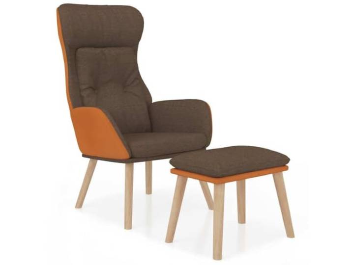 KTHLBRH Relaxsessel mit Fußstütze braun aus Kunstleder und Stoff Sessel mit Fußstütze, Kunstleder und Stoff, Beine aus Massivholz, Metallgestell, Polsterung aus Schaumstoff, leicht