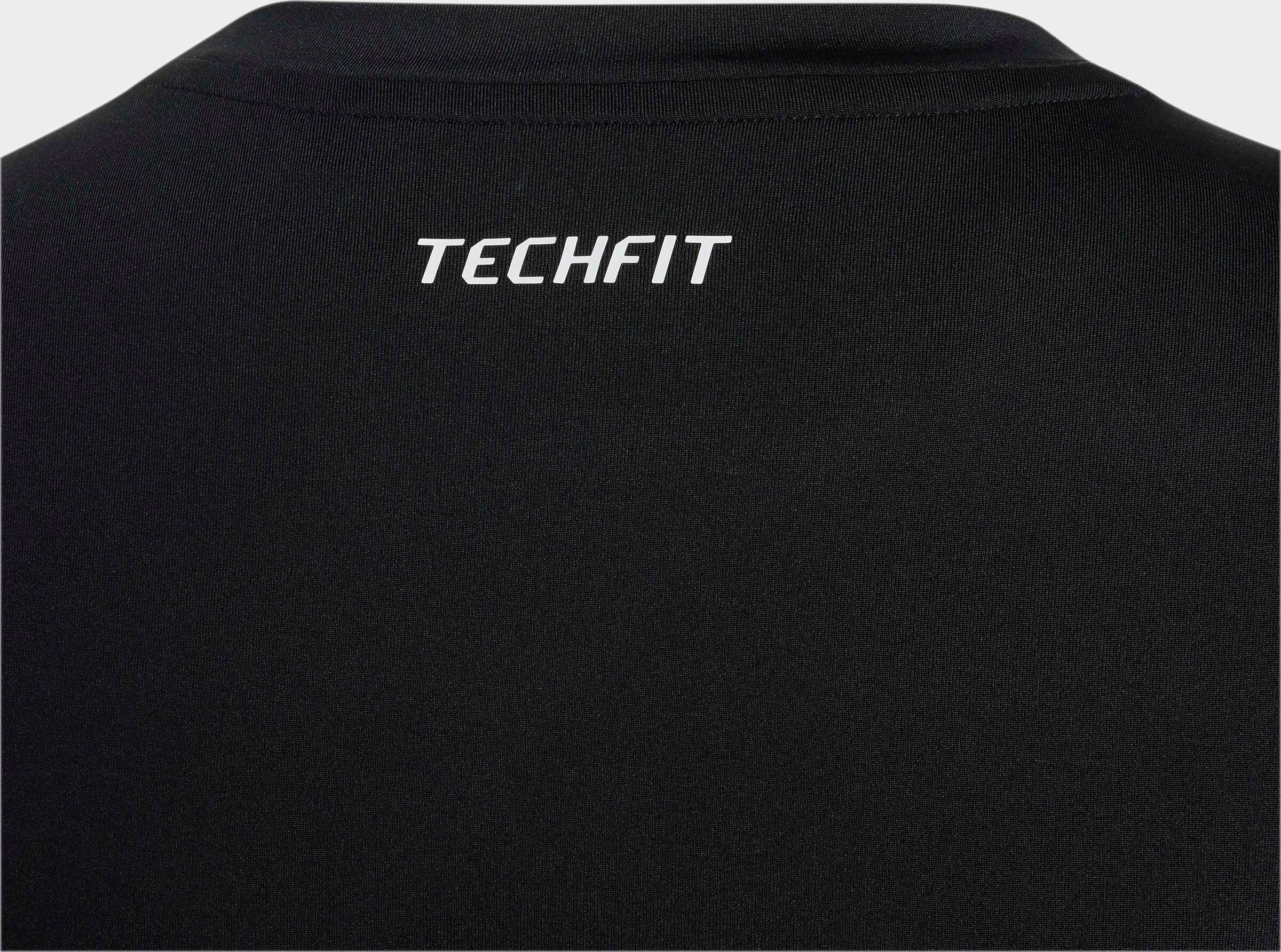 Funktionsshirt ADIDAS SPORTSWEAR "TECHFIT LONGSLEEVE", Kinder, Gr. 116, schwarz (schwarz, weiß), Obermaterial: 88% Polyester, 12% Elasthan, normal, Rundhals, Shirts Funktionsshirt, für Kinder, mit climacool Technologie, in normaler Länge schwarz, weiß 116