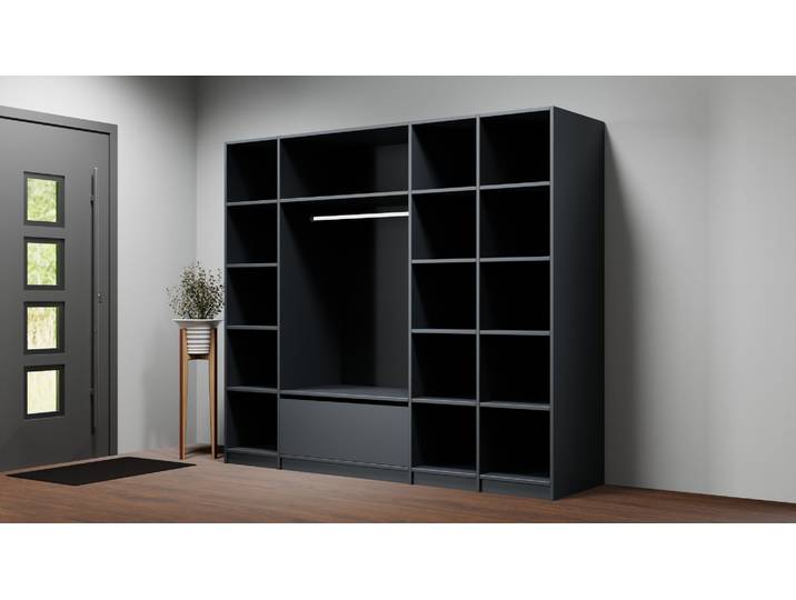 Pickawood Kleiderschrank nach Maß - Weiß/Grau/Schwarz Premium Dekore Schwarz
