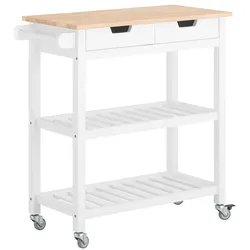 SoBuy Kücheninsel mit 2 Schubladen Weiß 84x39x89cm Modern