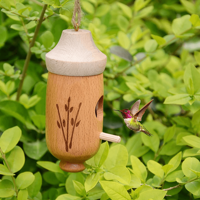 HomeDecorAndMore LLC Wooden Hummingbird House Gift For Nature Lovers Ellipse