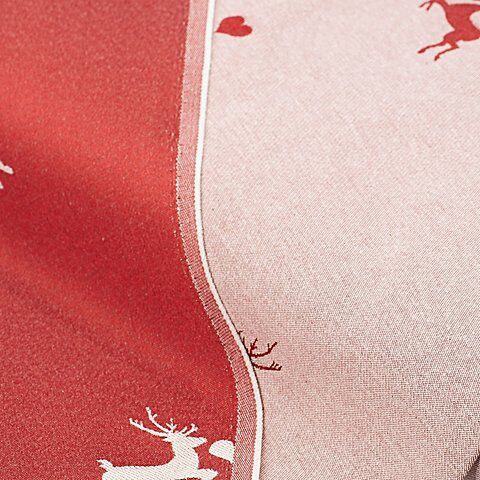 Jacquard "Hirsche & Herzen", rot/natur