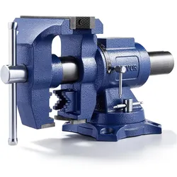 VEVOR Hochleistungs-Schraubstock, 165 mm Backenbreite, 125 mm max. Backenöffnung, Mehrzweck-Schraubstock aus Sphäroguss mit Amboss, 360° schwenkbarer Basiskopf, 75 mm Ausladung, 24,98 kN Klemmkraft