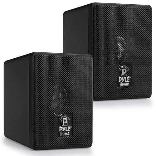 PYLE Mini Boekenplank Luidsprekers, 100W Passieve Compacte Stereo Speaker Set voor Hifi Systeem & Home Cinema, Zwart