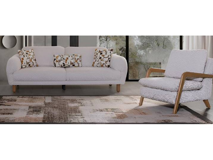 JVmoebel Polstergarnitur Modernes Sofa-Set Holzrahmen Minimalistischer Stil Weiches Kopfteil, (2-tlg)