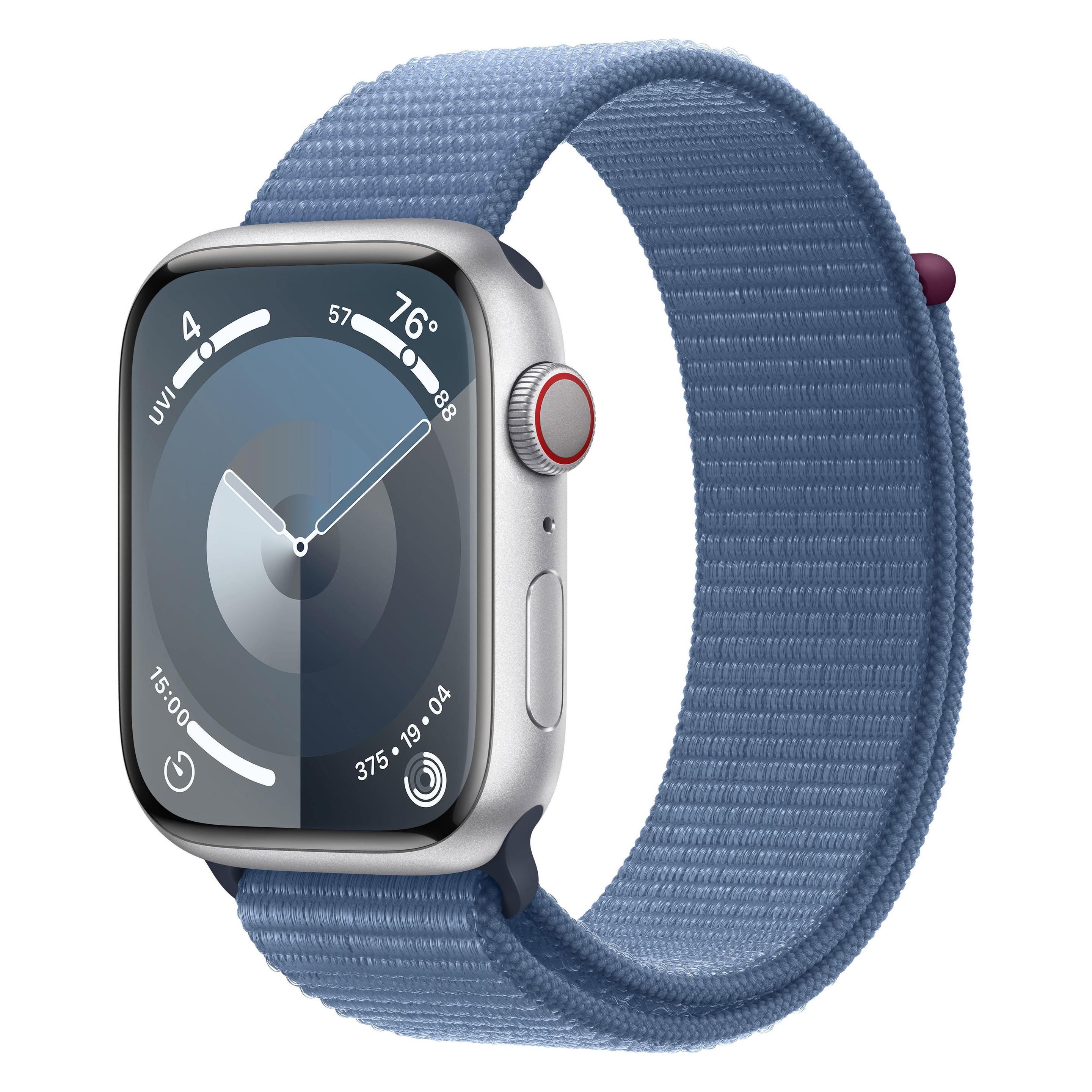 Apple Watch Series 9 (45 mm, Aluminium, Silber, 4G) (MRMJ3QF/A)